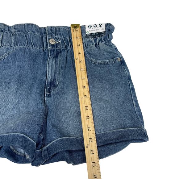 Y2K 90s Vintage‎ Revival Paperbag Denim Shorts Juniors Womens Size 1/25 Rewash - Picture 9 of 10